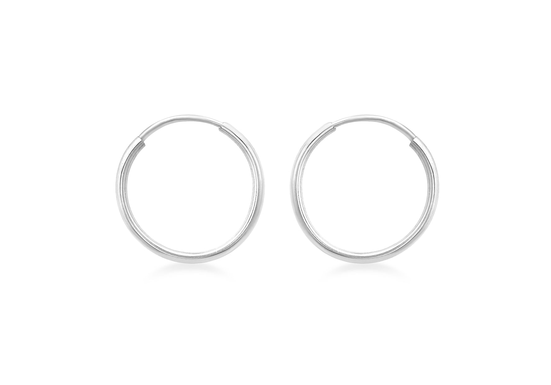 9ct White Gold 18mm Hoop Earrings