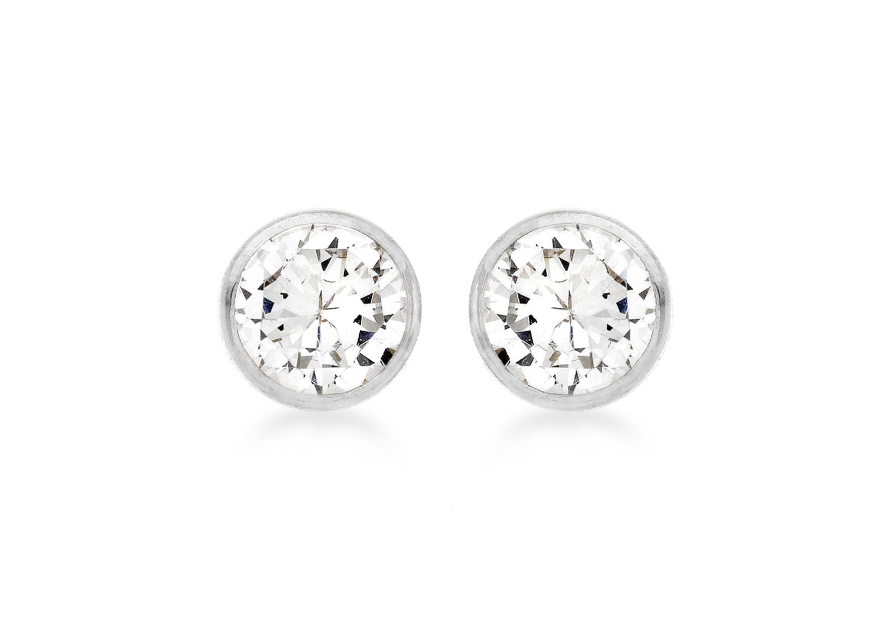 9ct White Gold 5mm Round Zirconia Stud Earrings