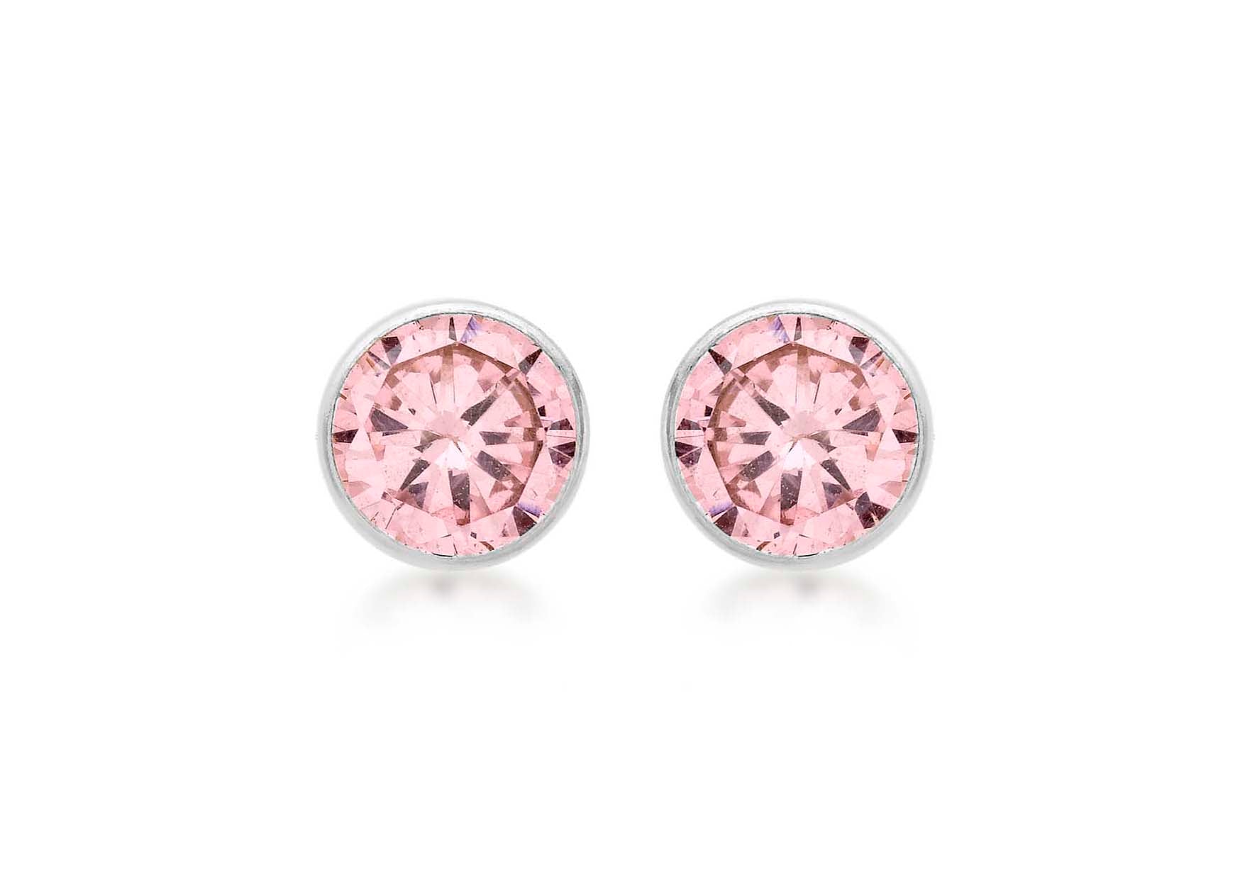 9ct White Gold 5mm Pink Zirconia Stud Earrings