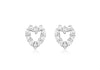 9ct White Gold Zirconia  Heart Stud Earrings