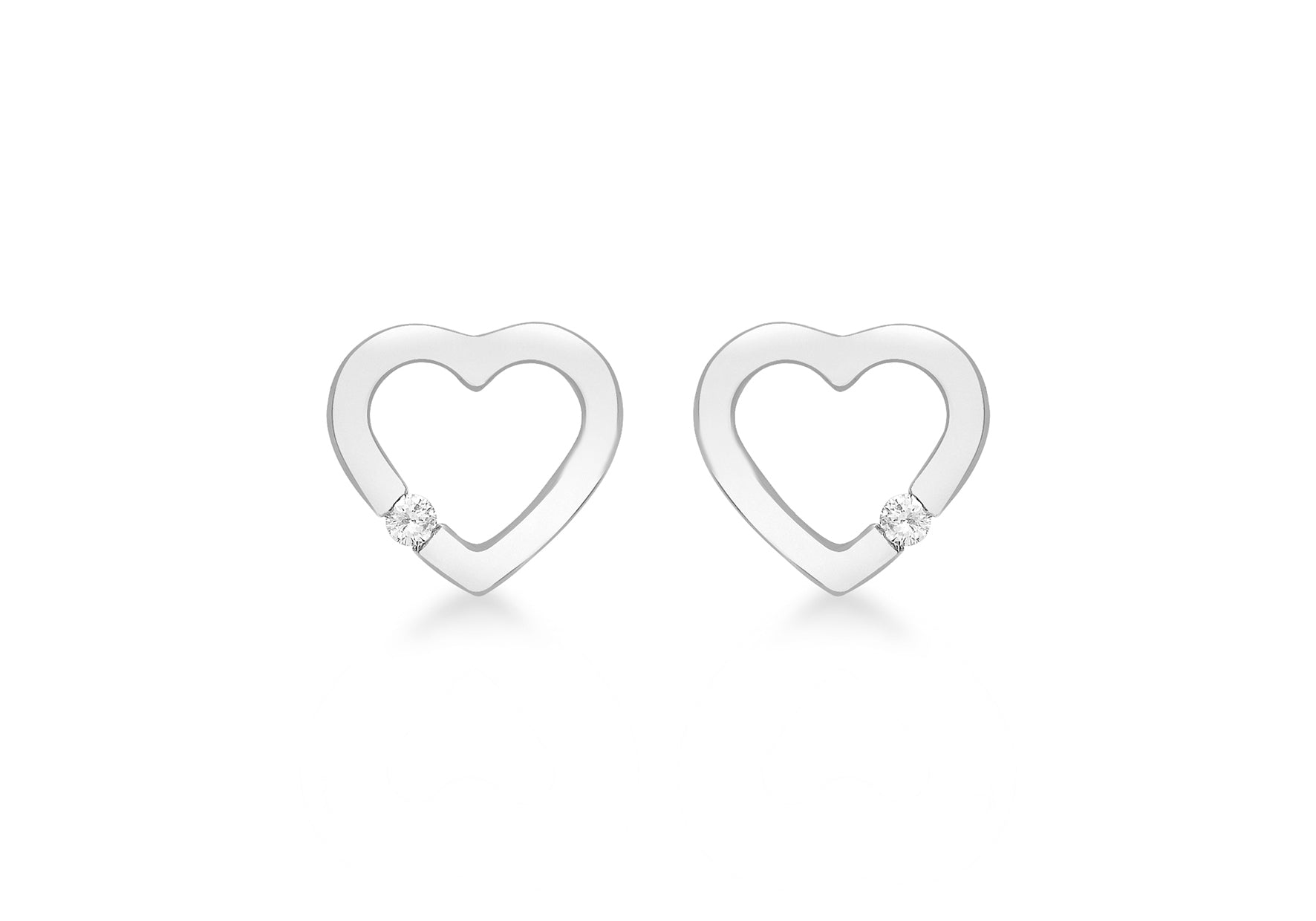 9ct Yellow Gold 0.07ct Diamond Heart Stud Earrings