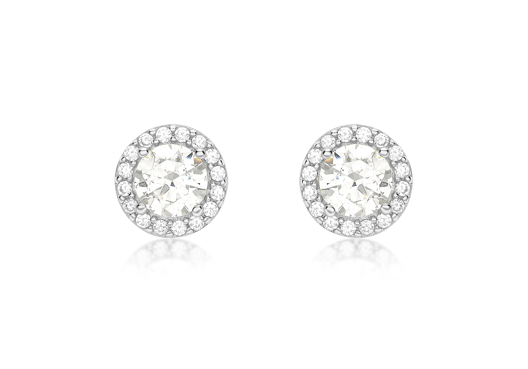 9ct White Gold Zirconia 7.7mm Stud Earrings