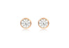 9ct Rose Gold Zirconia  Rubover Set 5.8mm Stud Earrings
