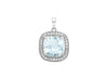 9ct White Gold 0.13t Diamond and ushion Cut Blue Topaz 13mm x 13mm Pendant