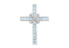 9ct White Gold 0.06t Diamond and Blue Topaz Cross Pendant