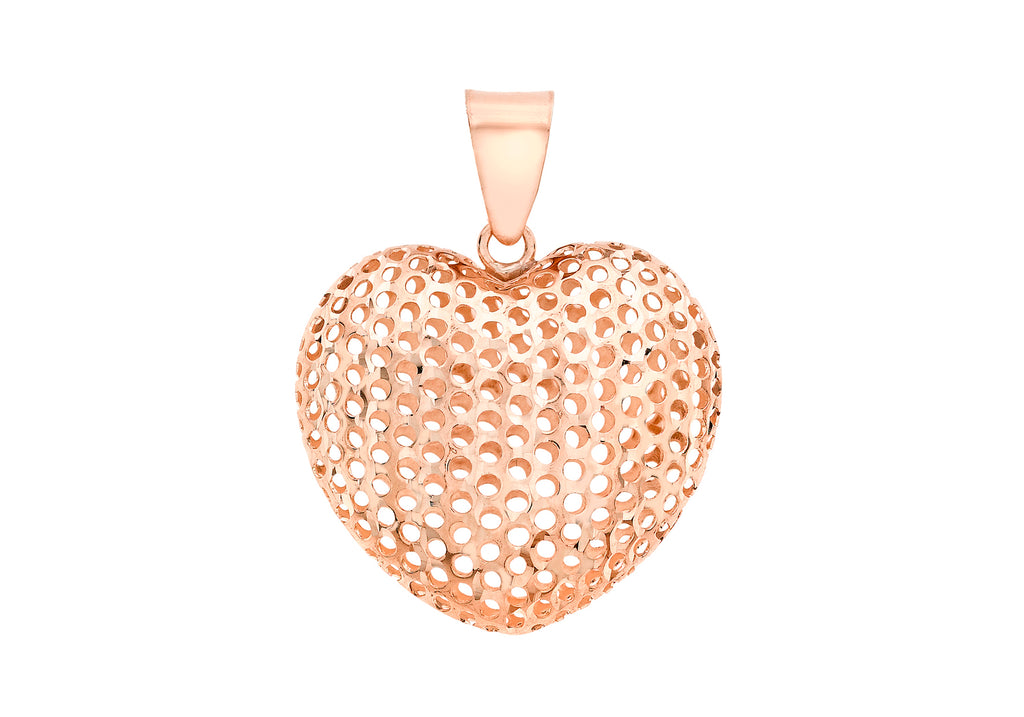 9ct Rose Gold 20mm x 20mm Mesh Heart Pendant