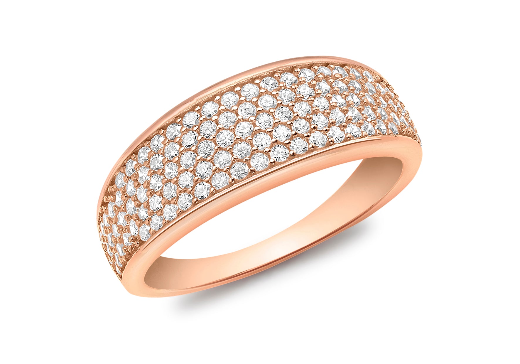 9ct Rose Gold Zirconia Pave Set Tapered Ring