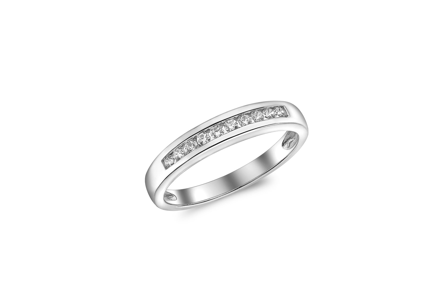 9ct White Gold Zirconia Channel Set Ring