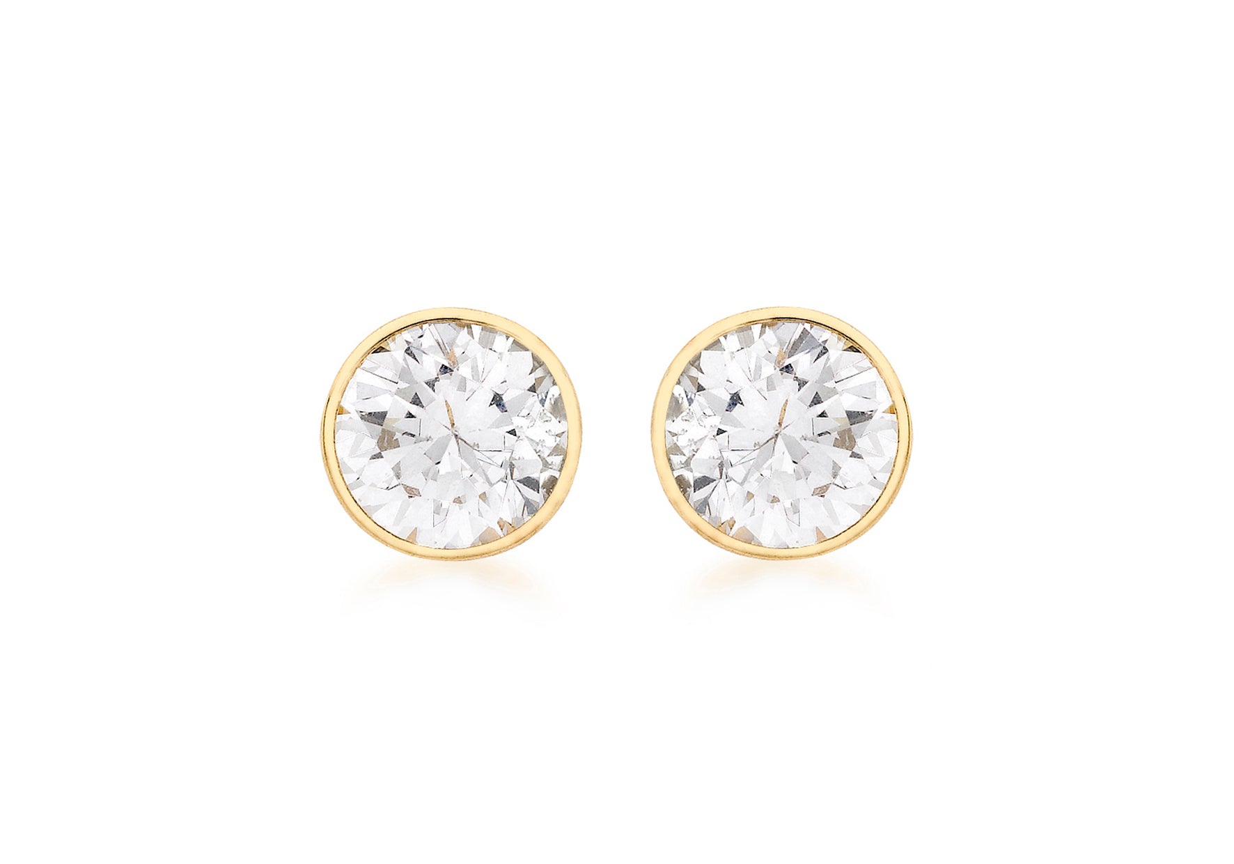 18ct Yellow Gold Zirconia 7mm Stud Earrings