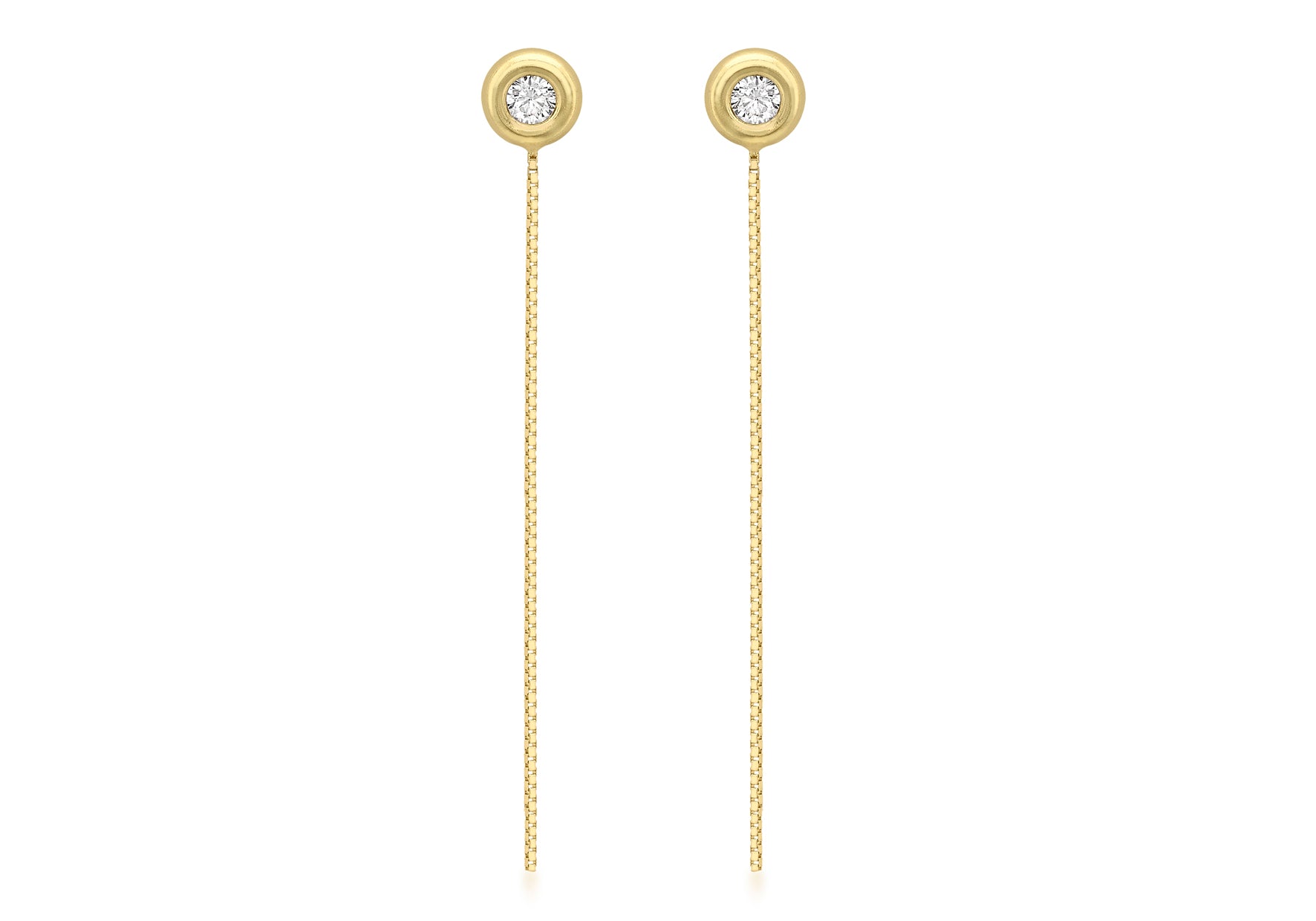 18ct Yellow Gold Zirconia and Box Chain Drop Earrings