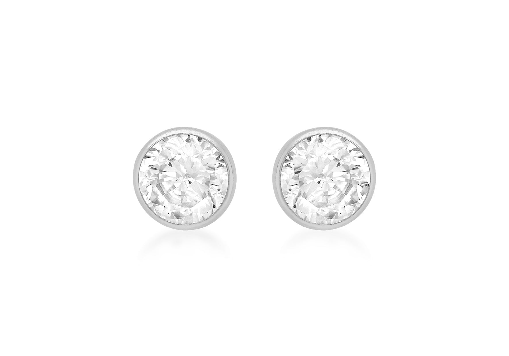 18ct White Gold 5mm Round Zirconia Stud Earrings