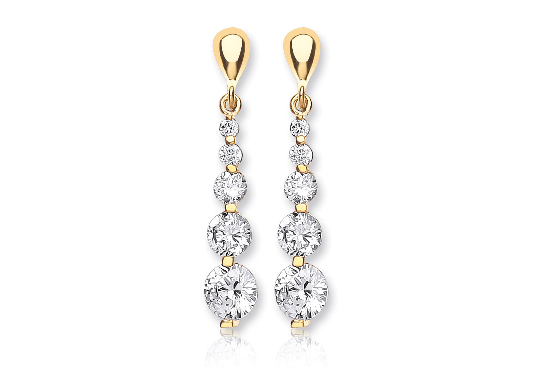 18ct Yellow Gold Zirconia 5-Stone Graduated Drop Earrings