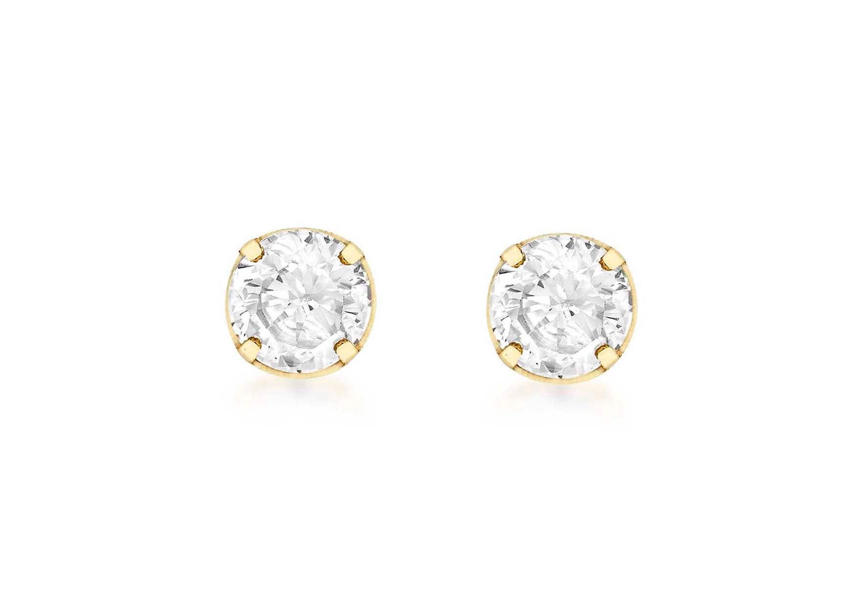 18ct Yellow Gold 4mm Zirconia Stud Earrings