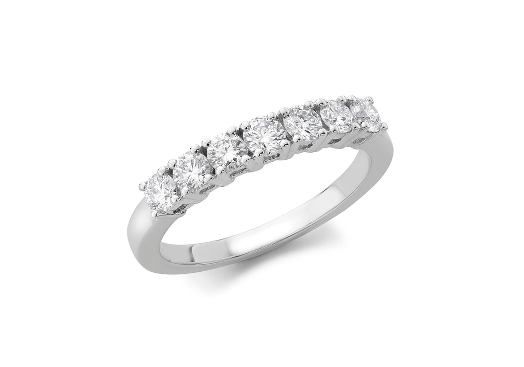 18ct White Gold 0.70ct Diamond 7-Stone Set Half-Eternity Ring