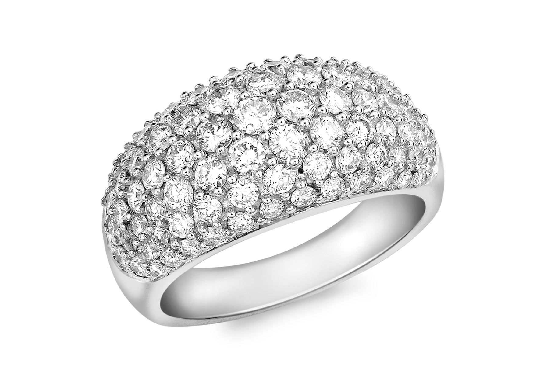 18ct White Gold 2.00ct Diamond Pave Set Dome Ring