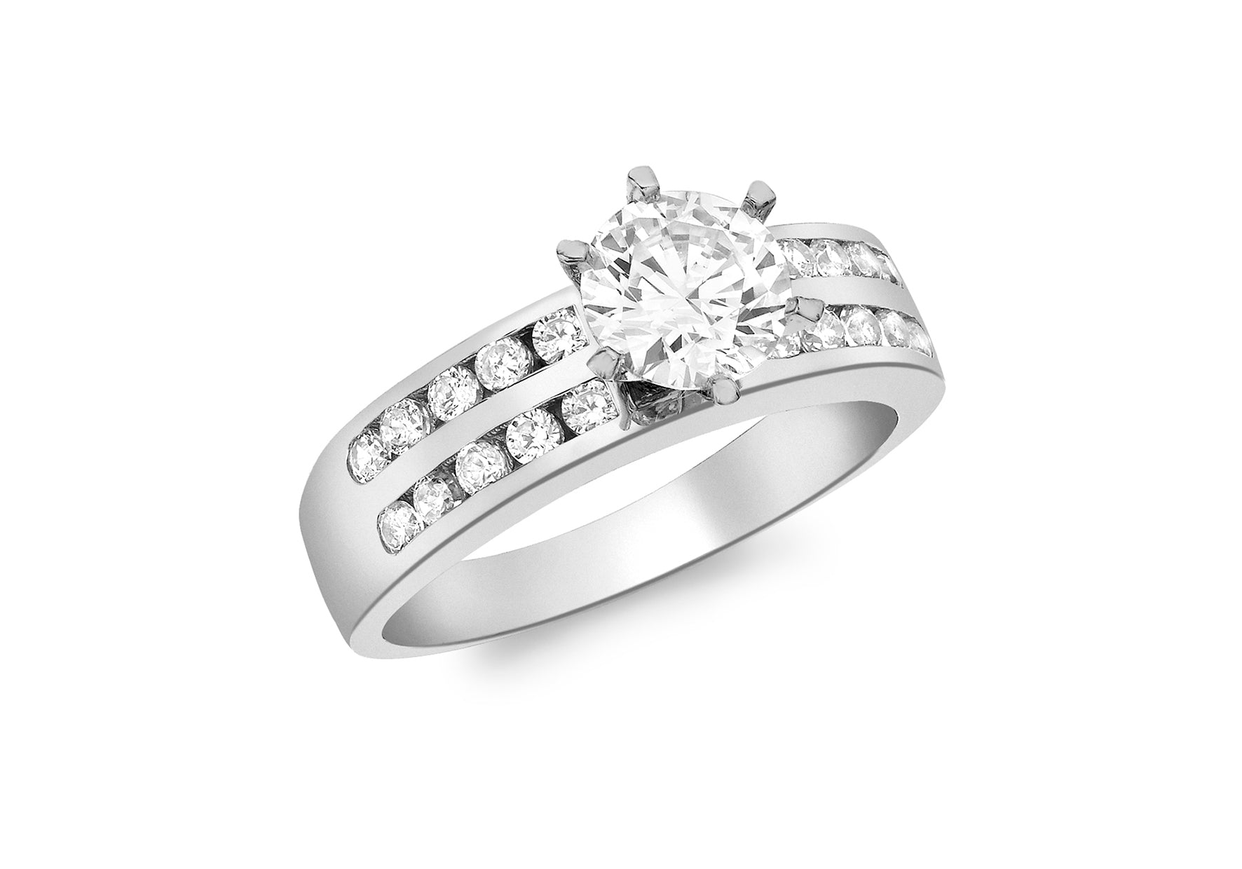 Solitaire Zirconia  Stone Set Ring 18ct White Gold