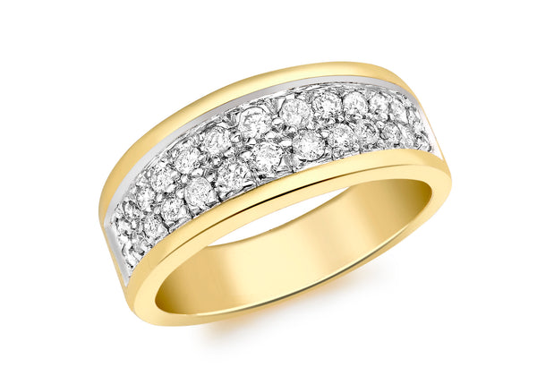 18ct Yellow Gold 0.50ct Diamond Double Row Pave Set Ring