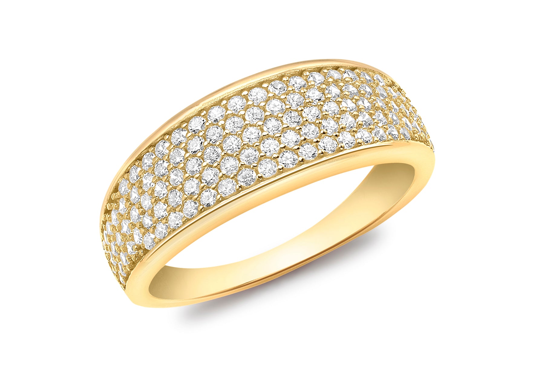18ct Yellow Gold Zirconia Pave Set Tapered Ring