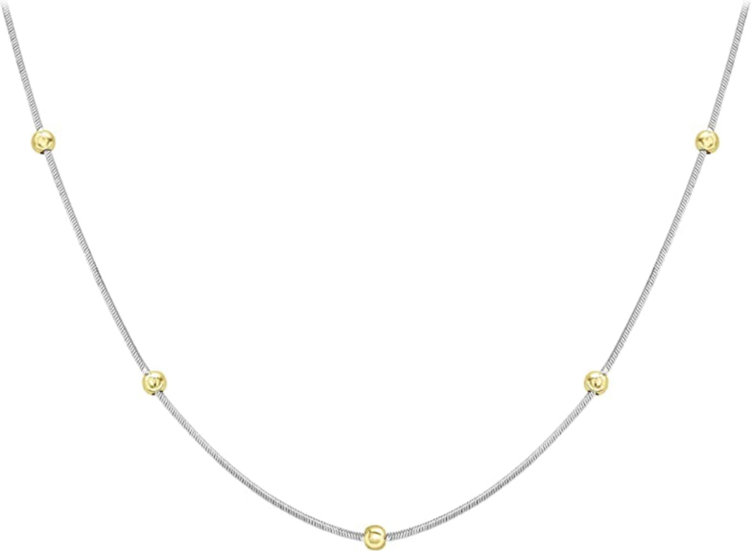 9ct Two-Tone Gold Ball Hexad Snake Chain Necklace