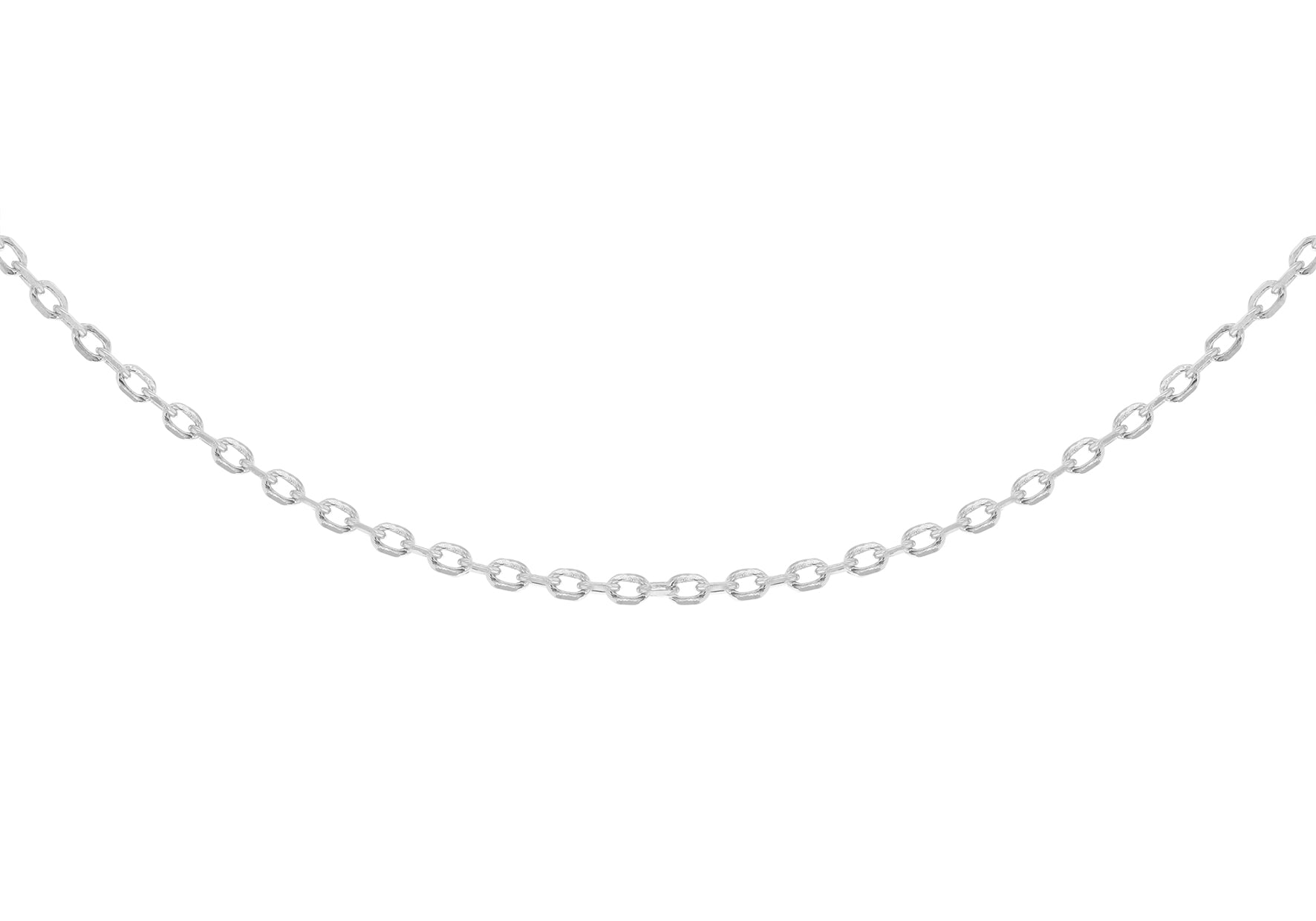 Sterling Silver Rhodium Plated 1.5mm Diamond Cut Adjustable Trace Chain 42m/16.5"-45m/17.75"9