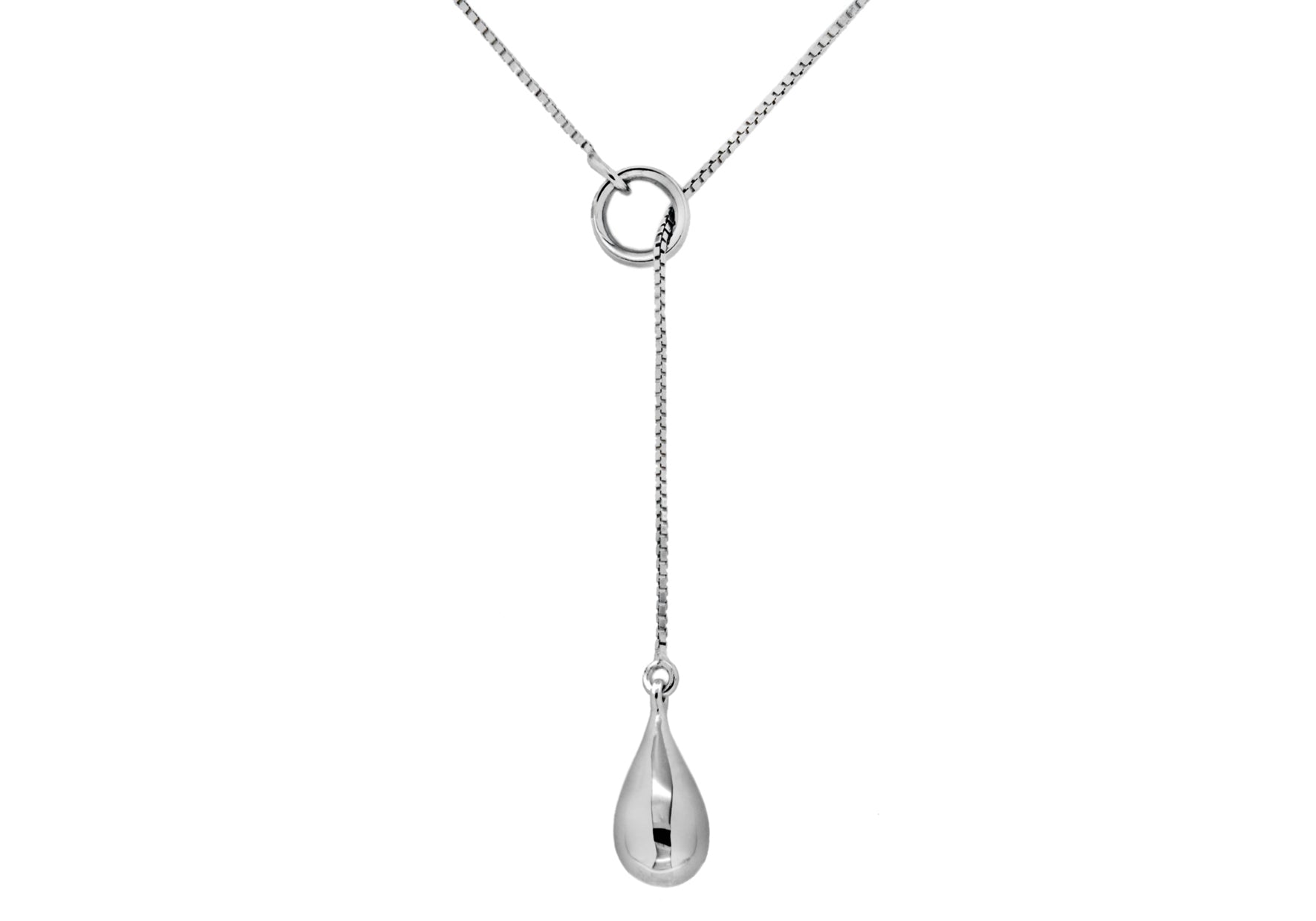 Sterling Silver Rhodium Plated Teardrop Y Shaped Necklace 41m/16"9