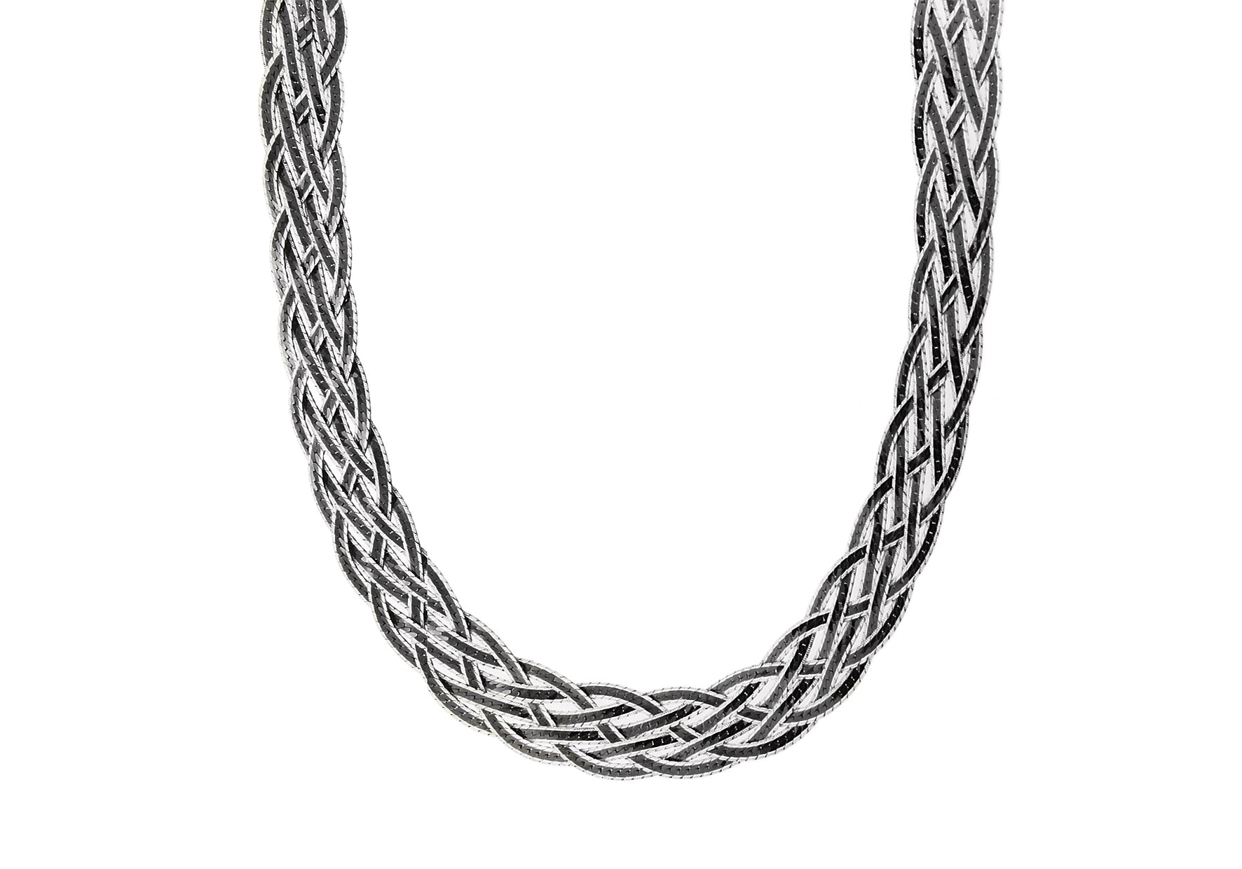 Sterling Silver Oxidised 6-Plait Herringbone Chain