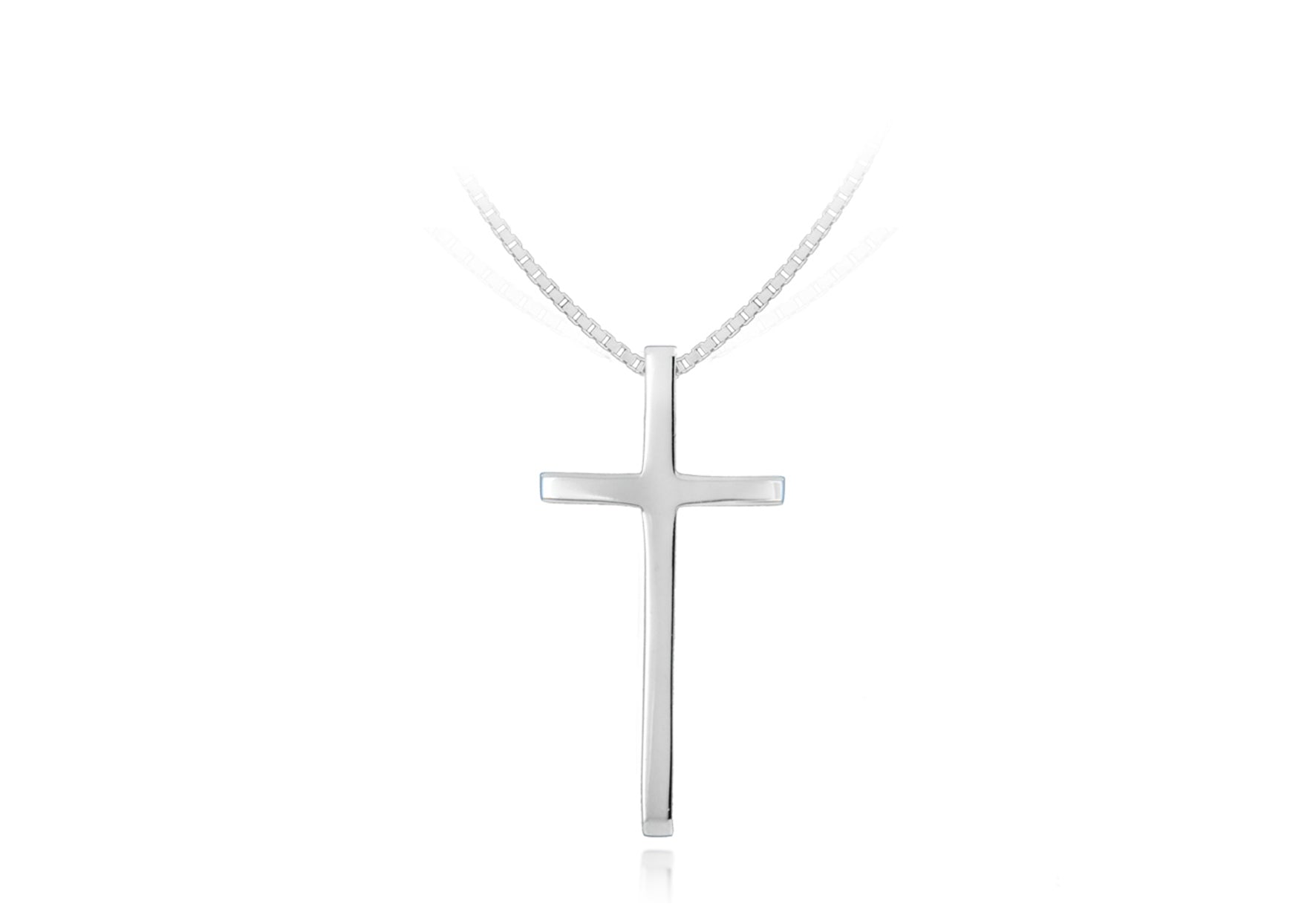 SILVER Cross ON BOX Chain 18"9