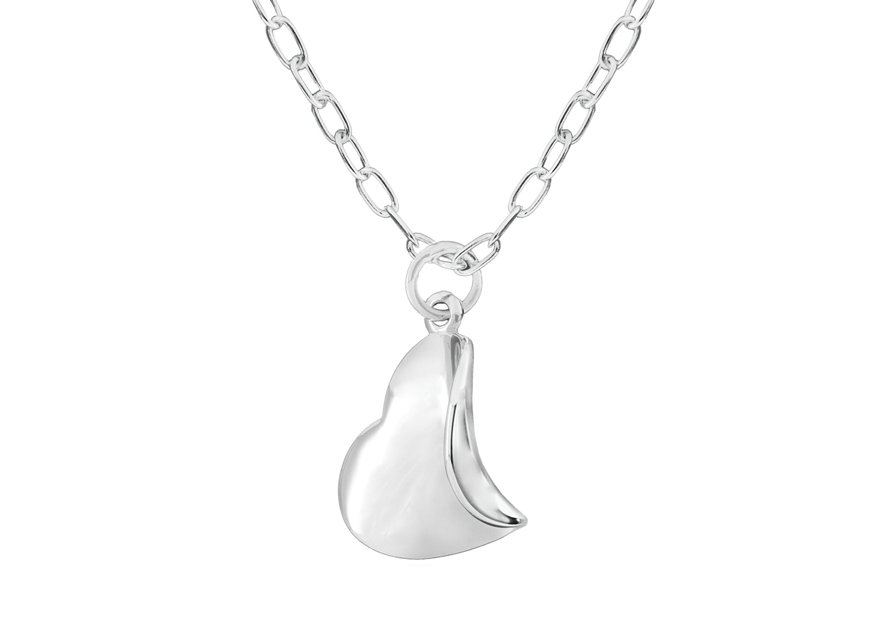 Sterling Silver Organic Heart Drop Necklace