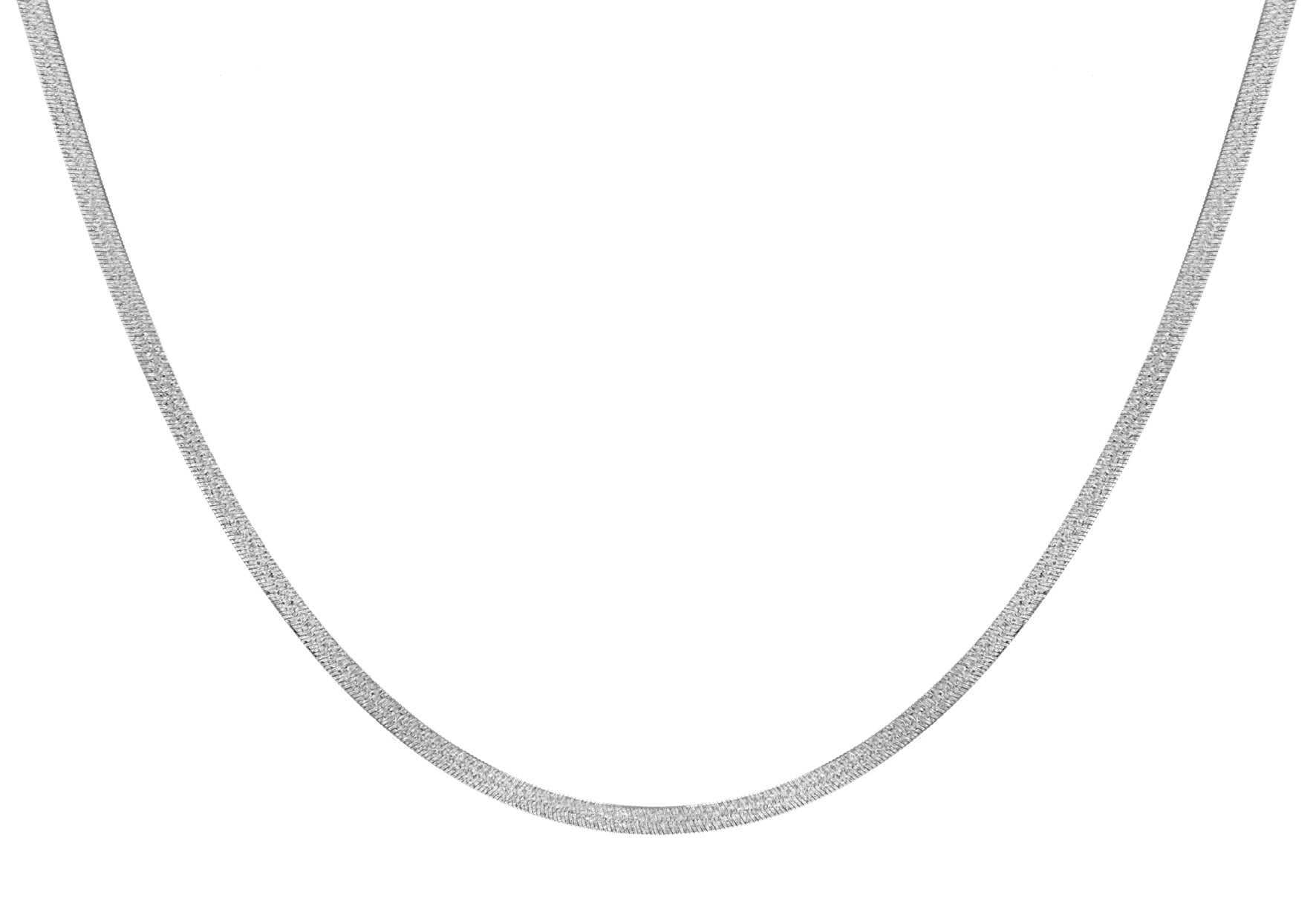 Sterling Silver Rhodium Plated Textured Herringbone Chain 46m/18"9
