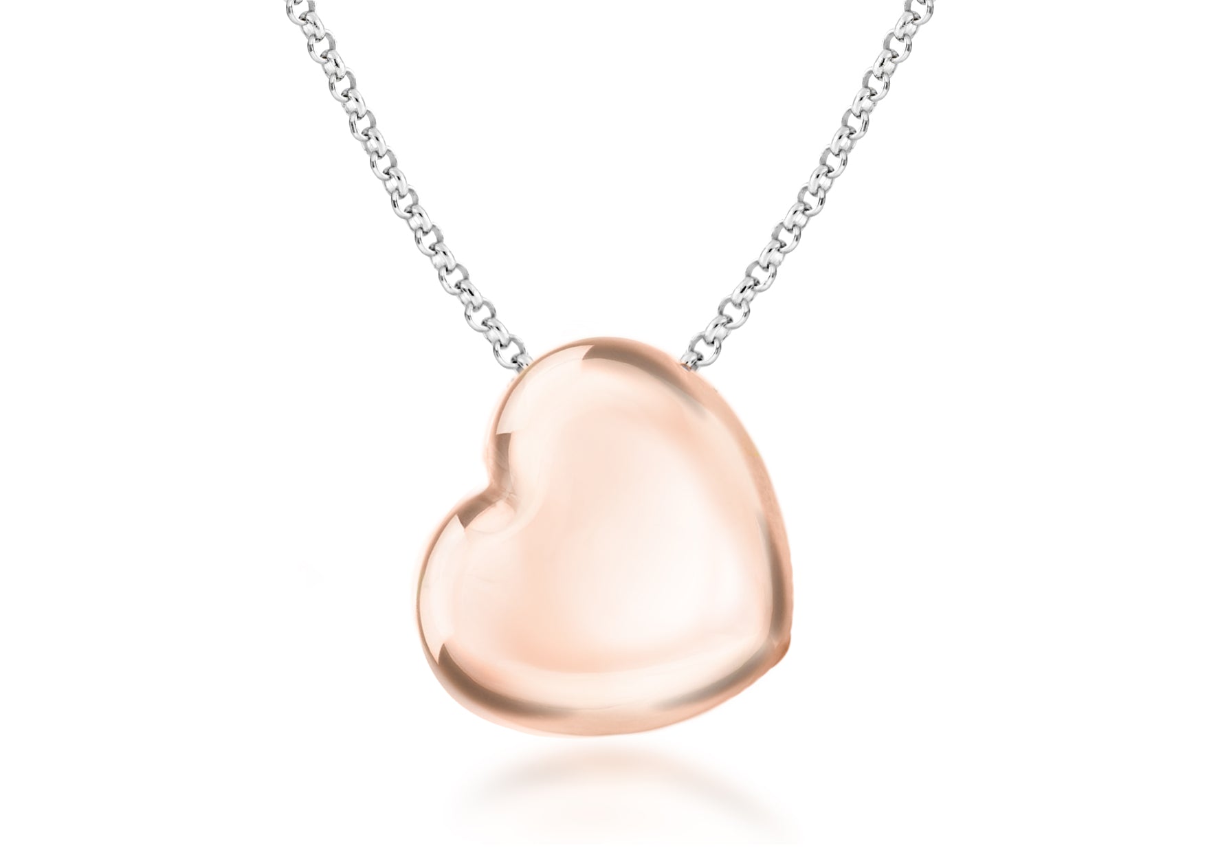 Sterling Silver Red Puff Heart Bell Necklace 46m/18"9