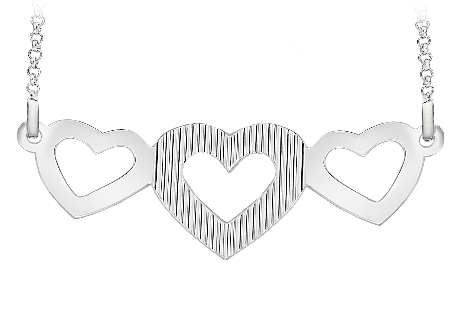 Sterling Silver Triple-Heart Necklace 46m/18"9
