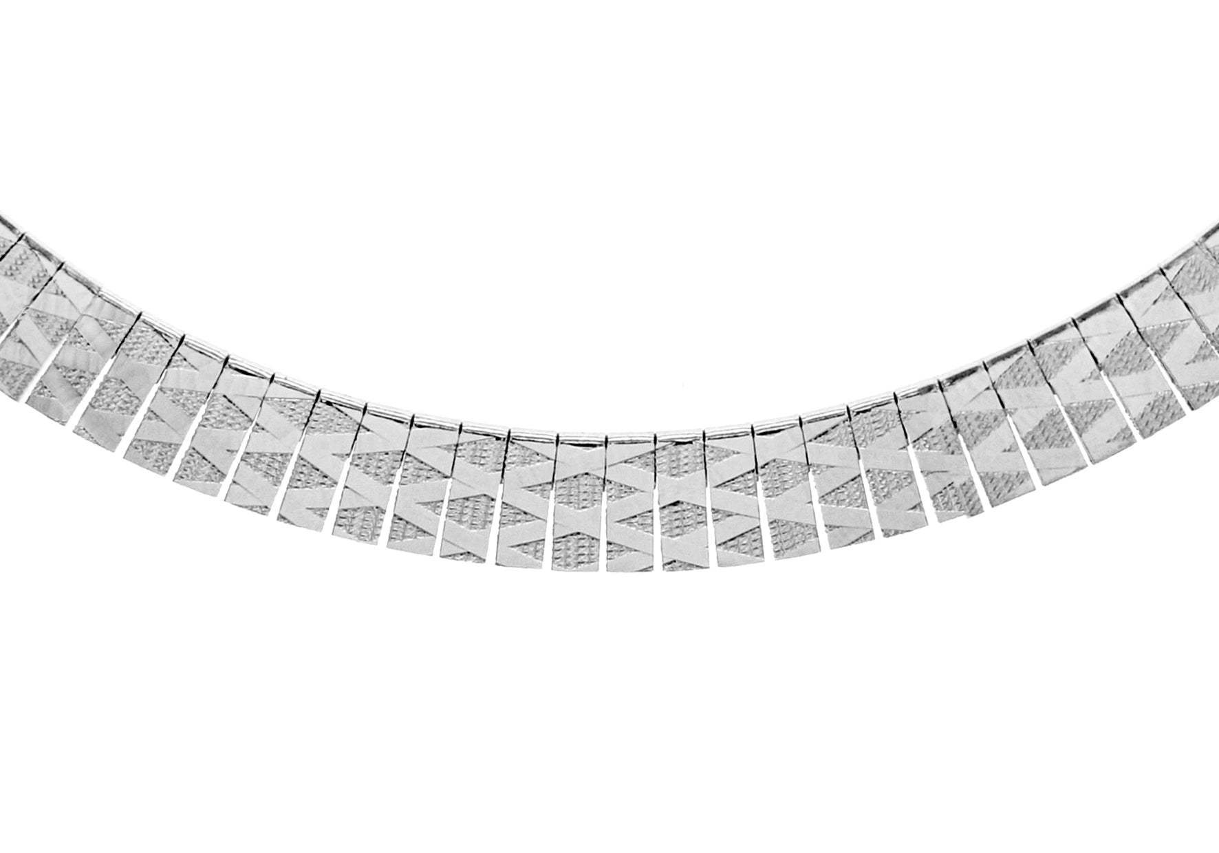 Sterling Silver Rhodium Plated Diamond Cut leopatra Necklace  43m/17"9