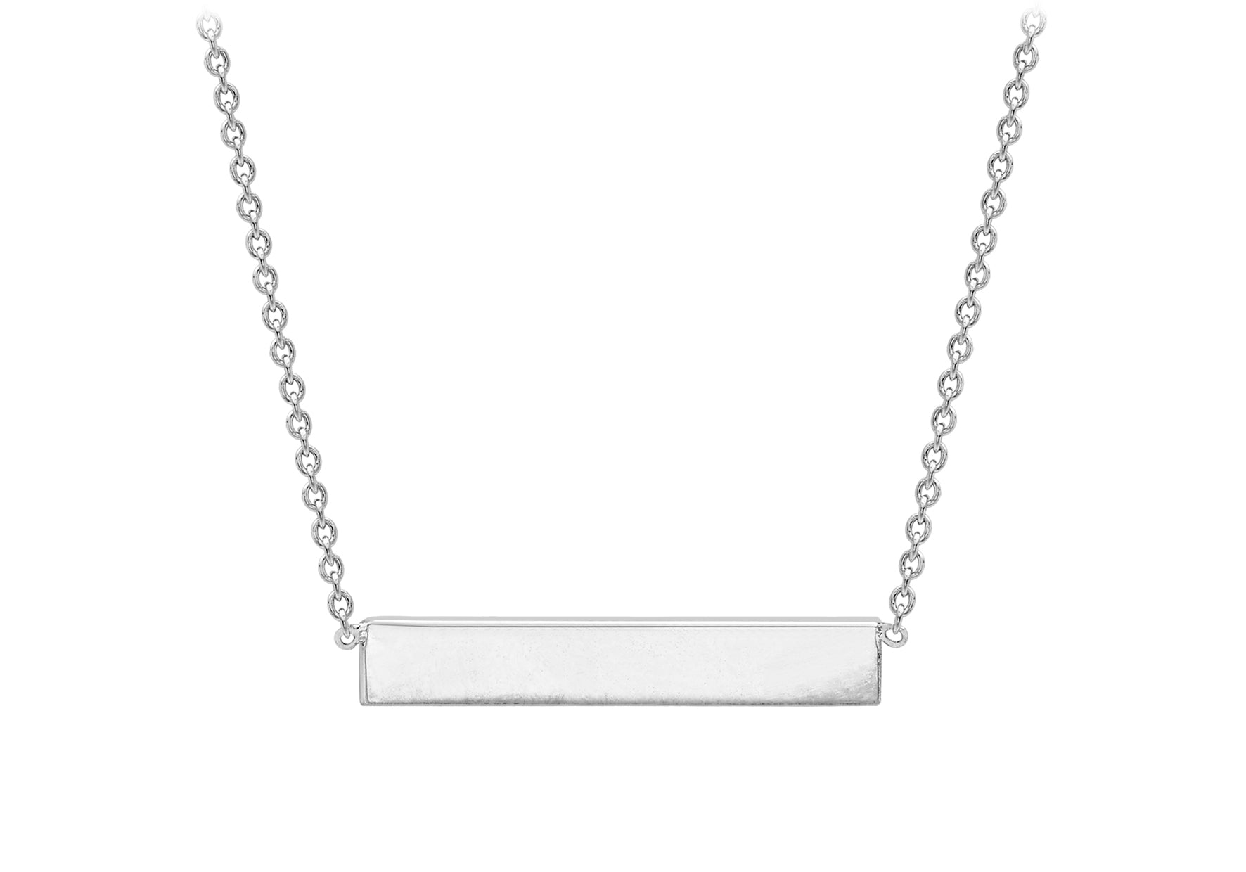Sterling Silver 32mm x 5mm Horizontal Bar Necklace 43m/17"9