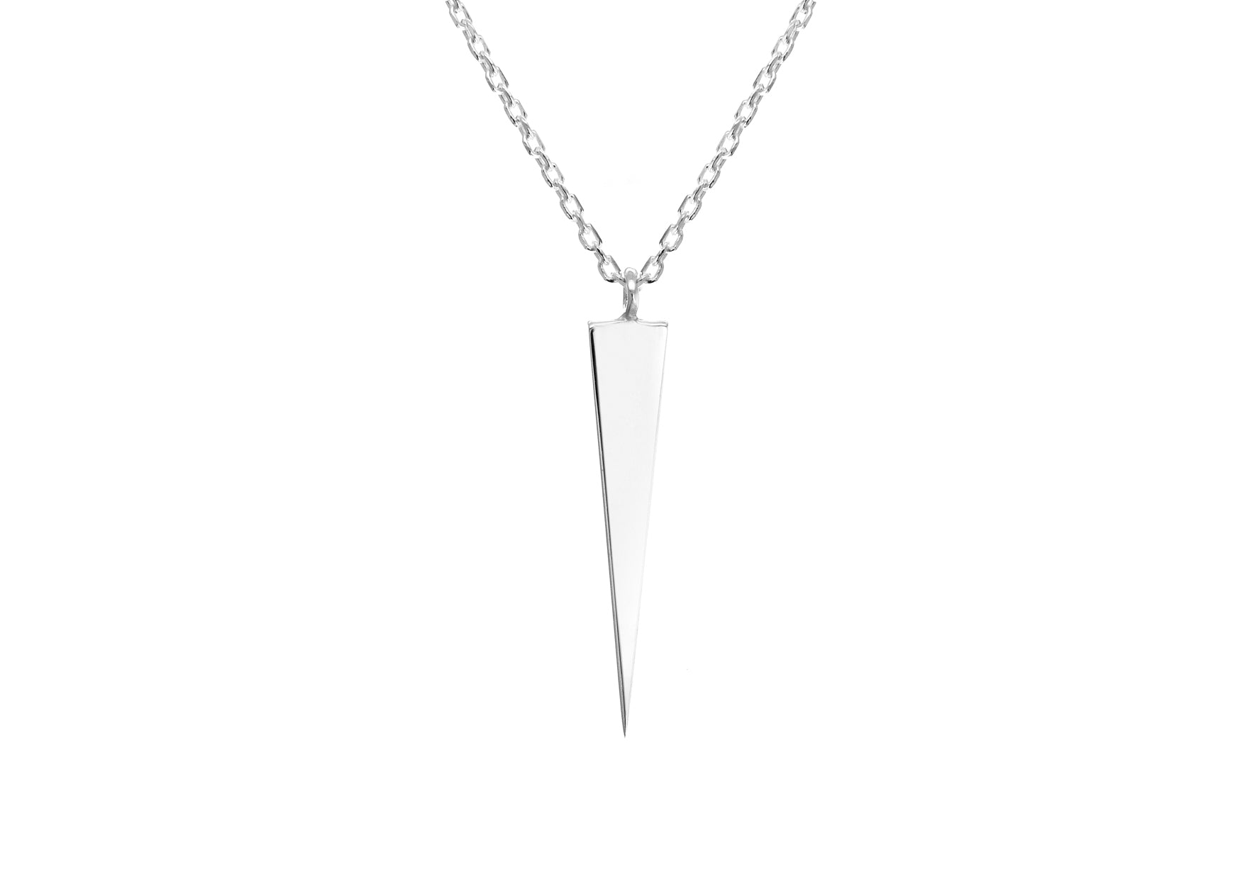 Sterling Silver Trace Chain and Triangle Drop Necklace 43m/17"9