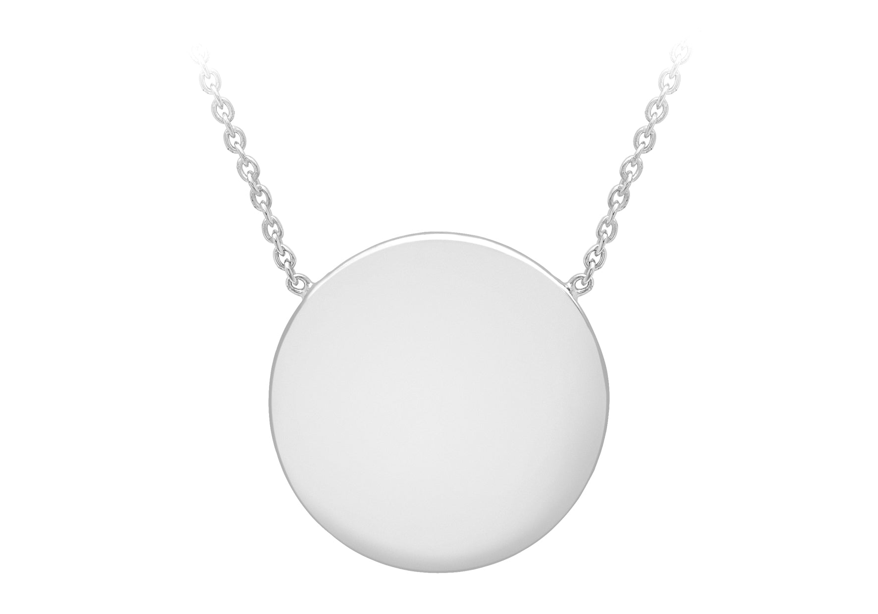 Sterling Silver 15mm Polished Disc Adjustable Necklace 41m/16"-43m/17"9