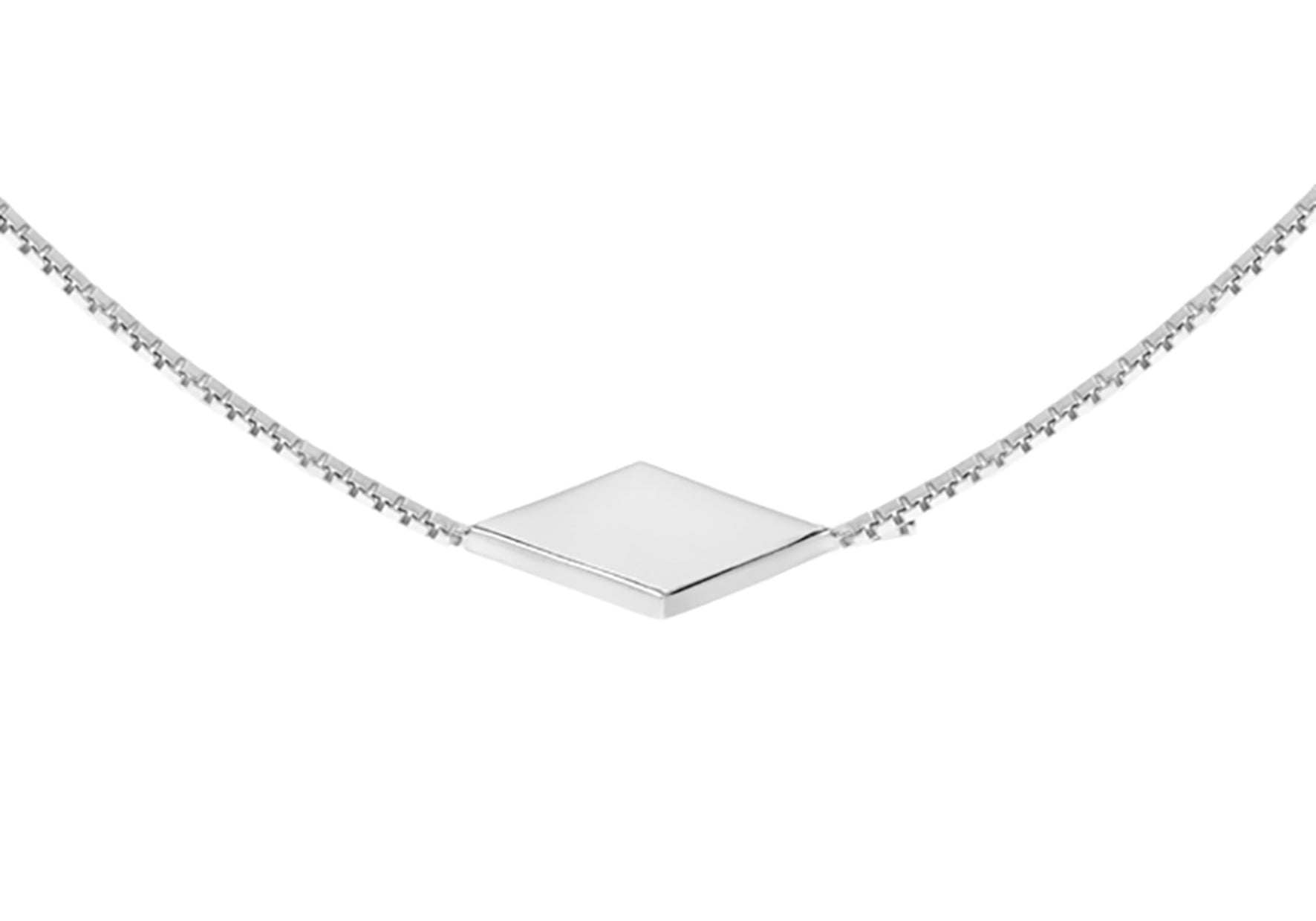 Sterling Silver Diamond Shaped Station Necklet 46m/18"9