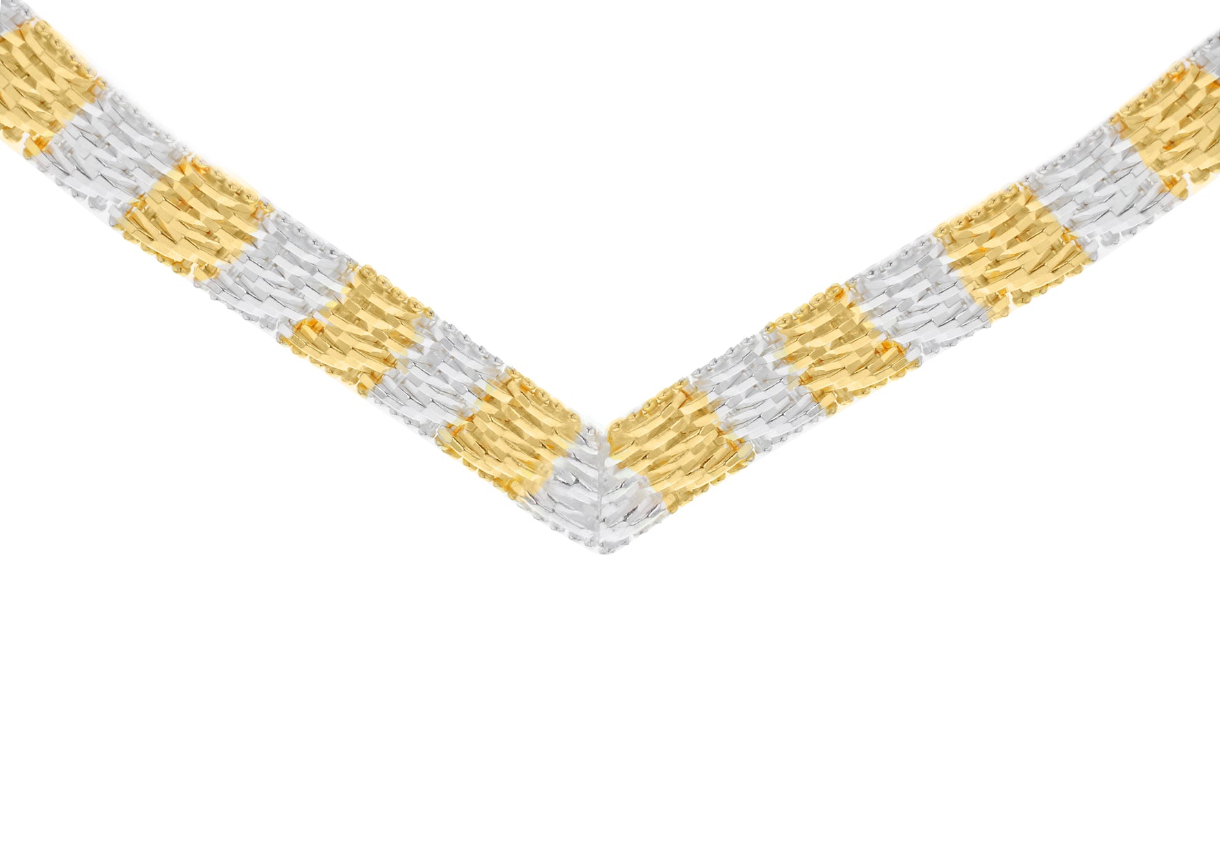 Sterling Silver 2-Tone hevron V-Shaped Necklace 41m/16"9