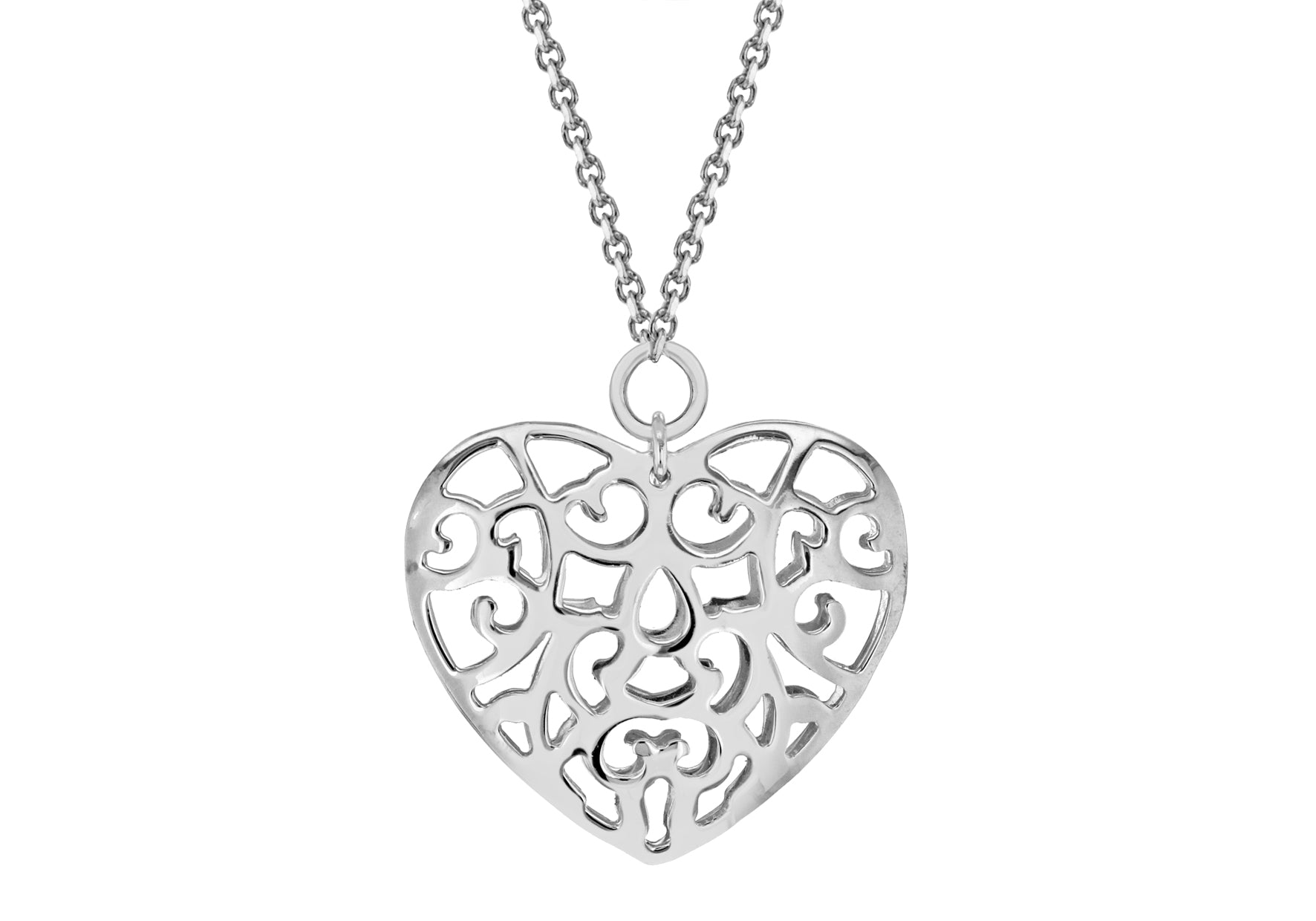 SILVER FRETWORK HEART 45M9