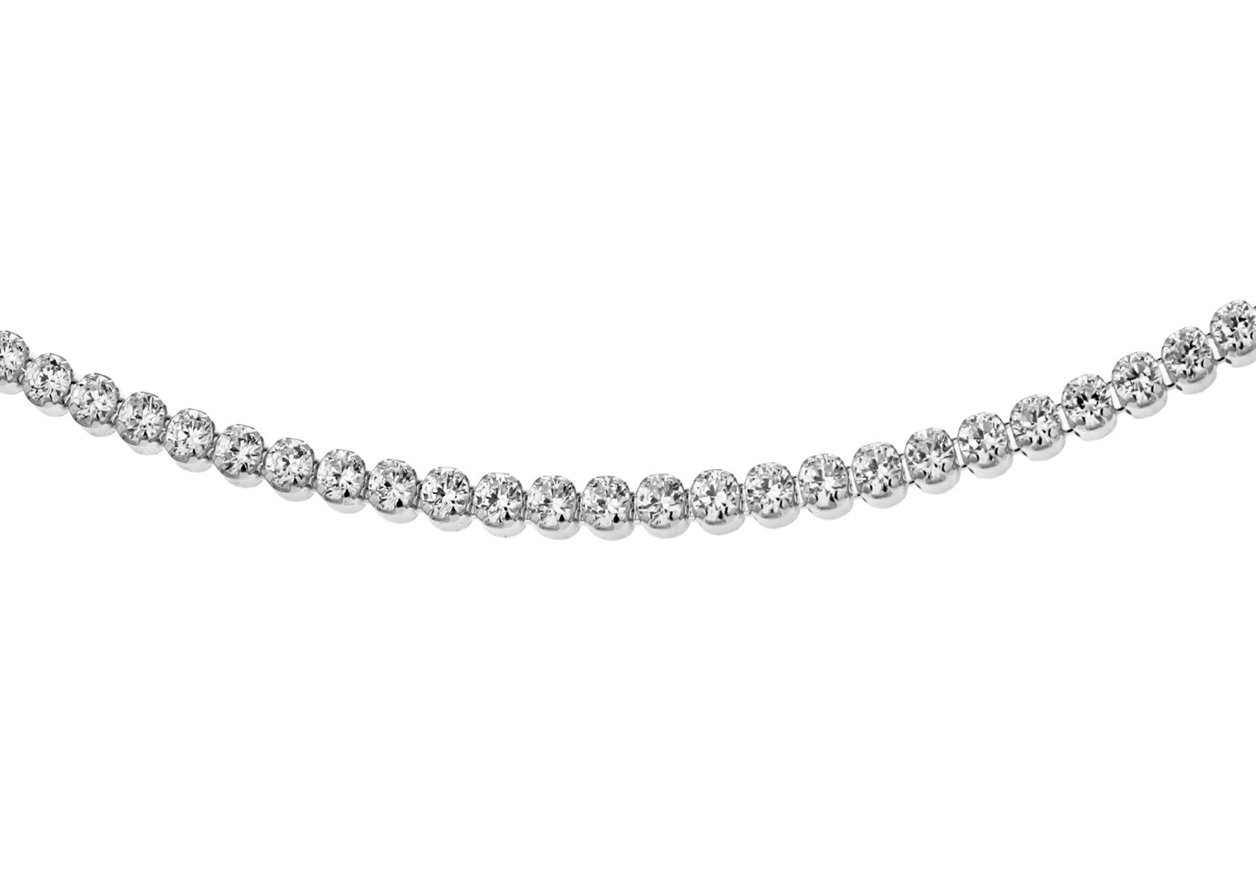 Sterling Silver Rhodium Plated Zirconia Tennis Necklace 46m/18"9