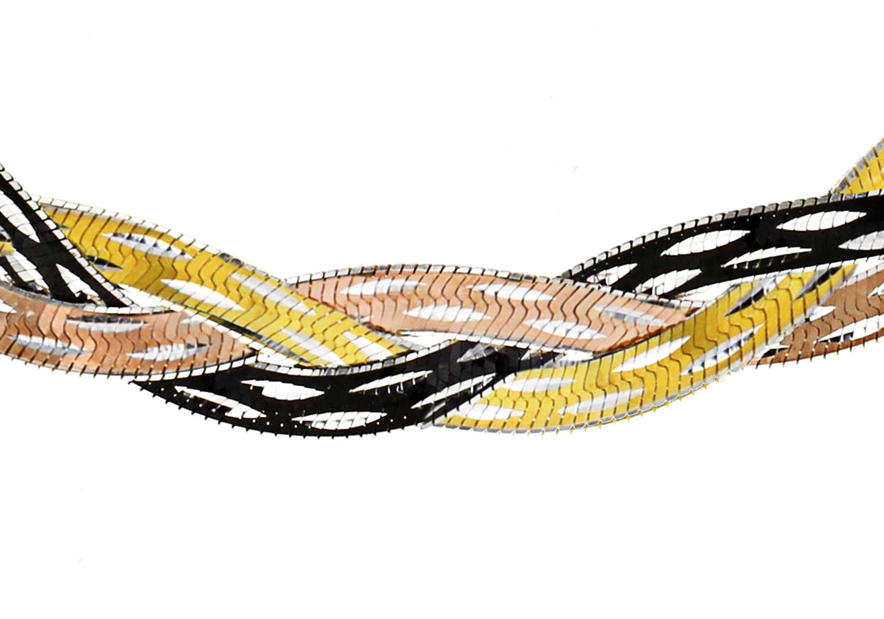 Sterling Silver 4-Tone Diamond Cut Herringbone Necklace 43m/17"9