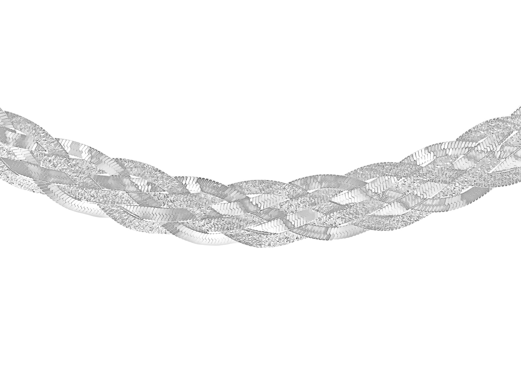 Sterling Silver Six Strand Plaited Herringbone Necklace