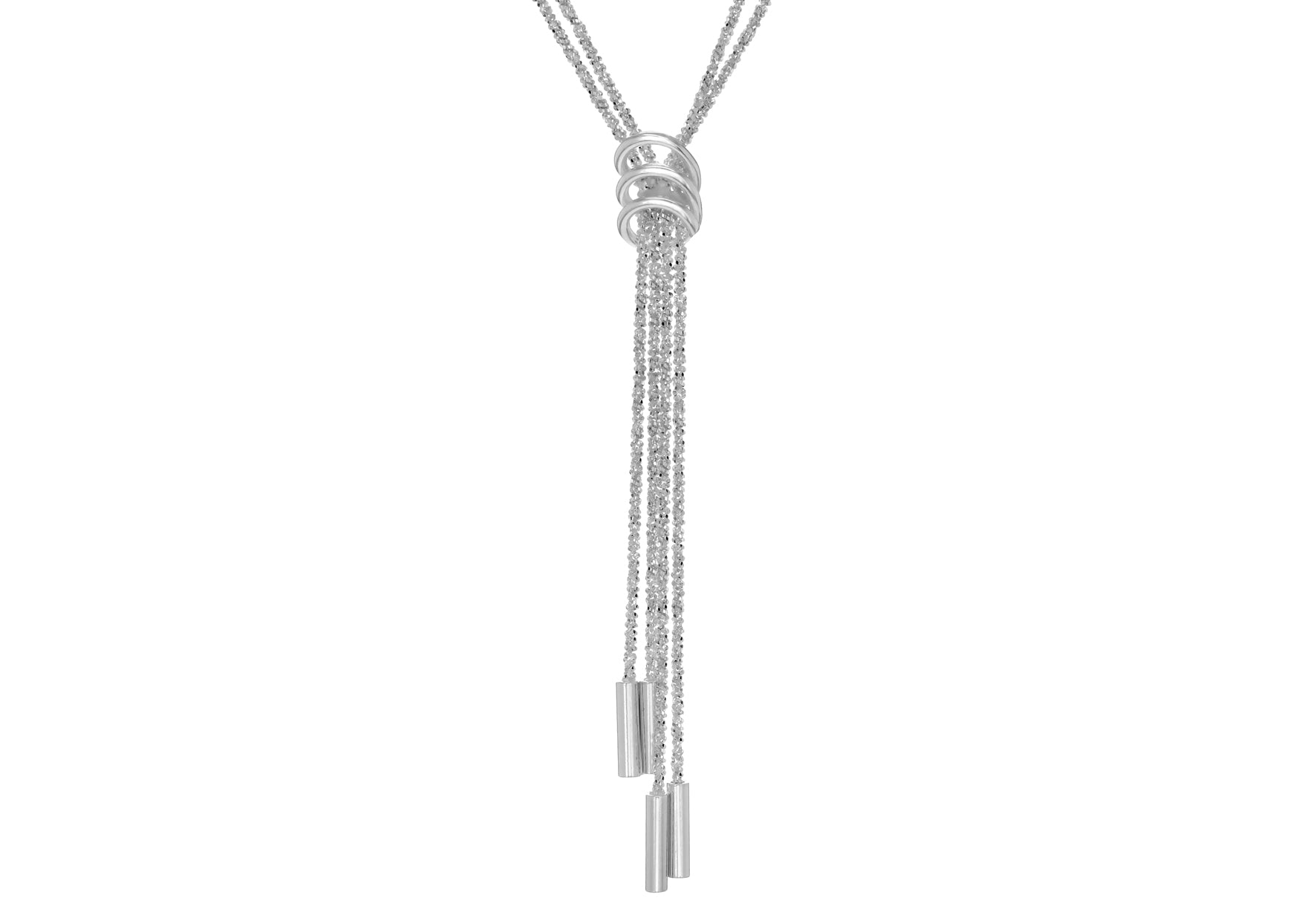 Sterling Silver 4-Strand Toale Chain and Rings Necklace 43m/17"9