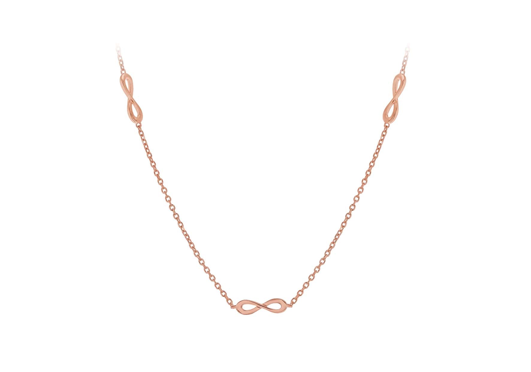 Sterling Silver Rose Gold Plated Five 'Figure 8' Adjustable Necklace 43m/17"-46m/18"9