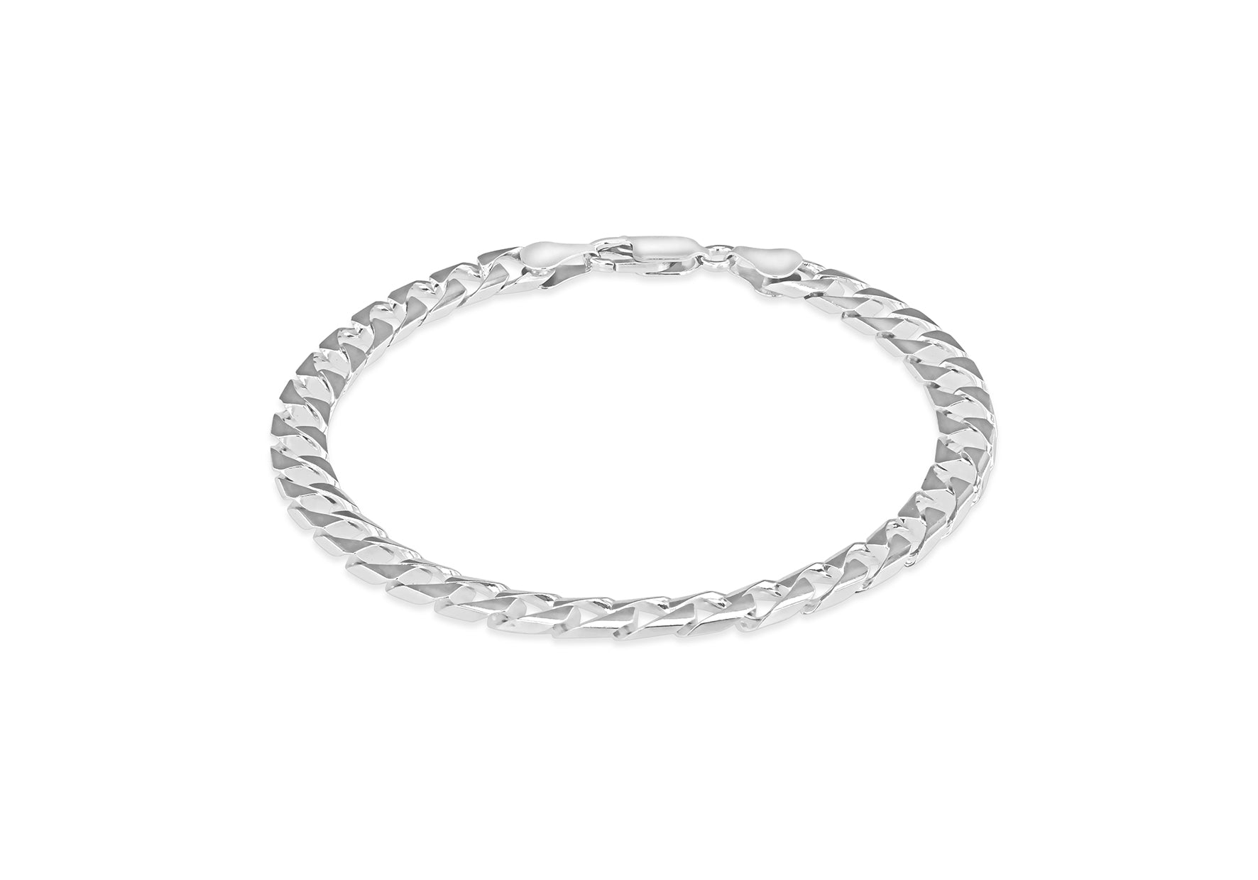 Sterling Silver Flat Square Curb Bracelet 20m/8"9