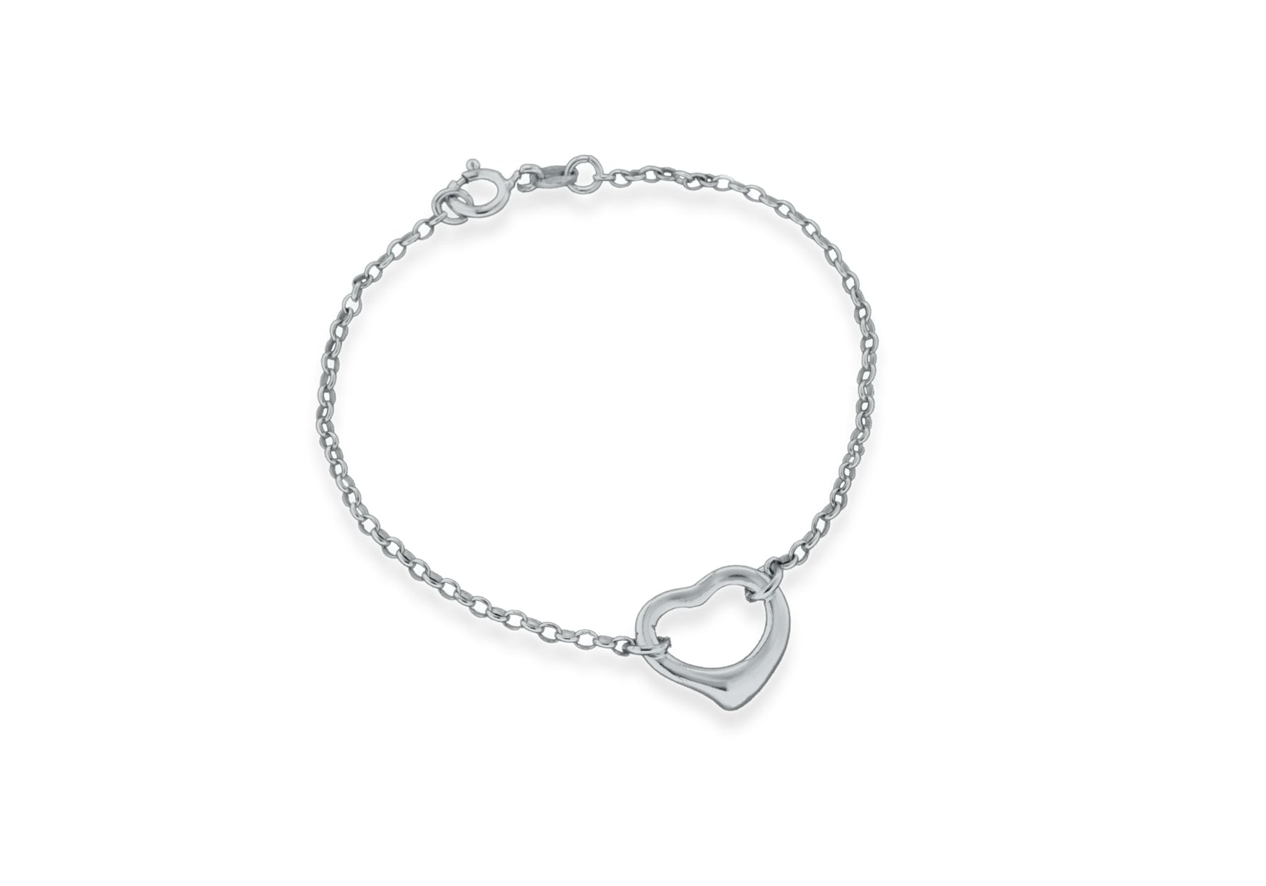 Sterling Silver Heart Charm Belcher Bracelet 18m/7"9