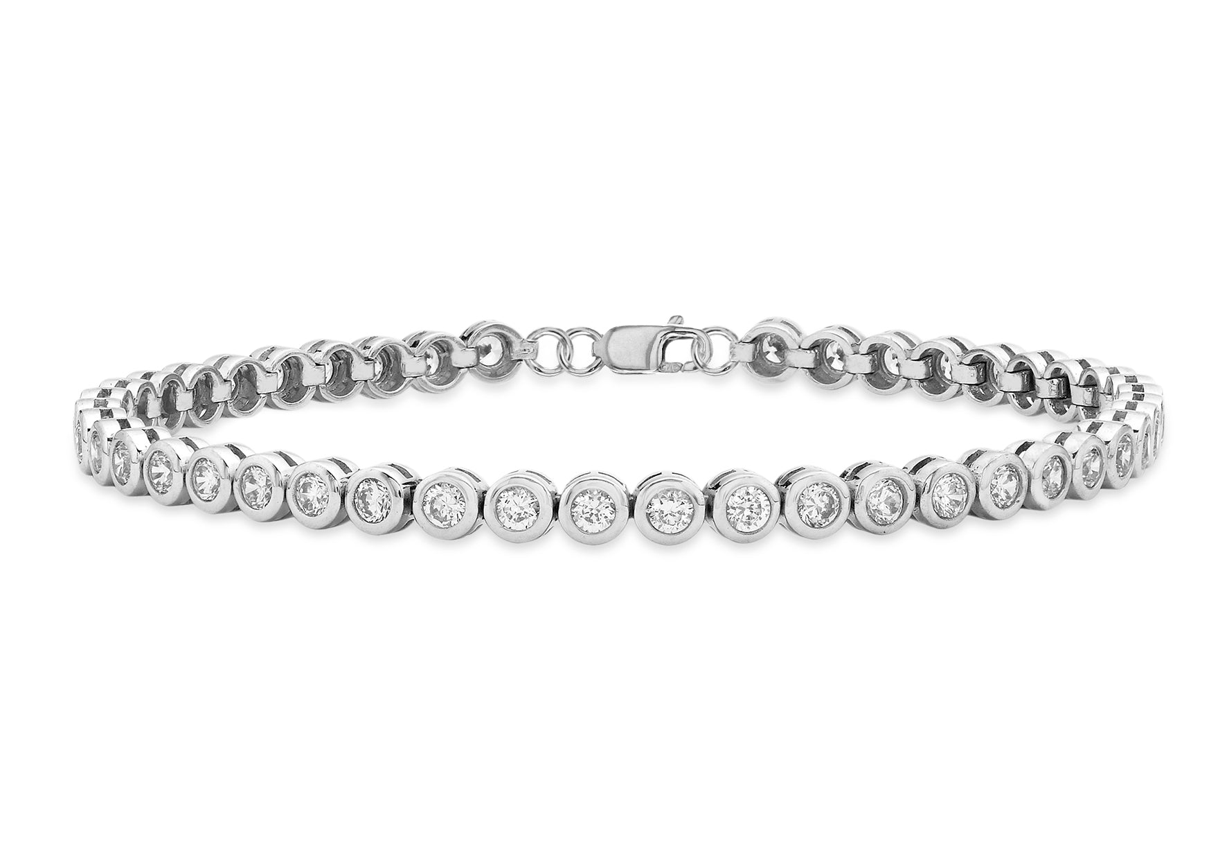 Sterling Silver Zirconia  4mm Tennis Bracelet 17.5m/6.9"9
