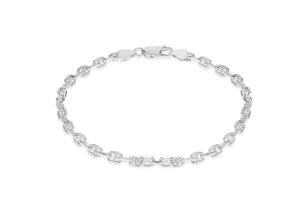 Sterling Silver 3.5mm Square Rambo Bracelet 18m/7"9