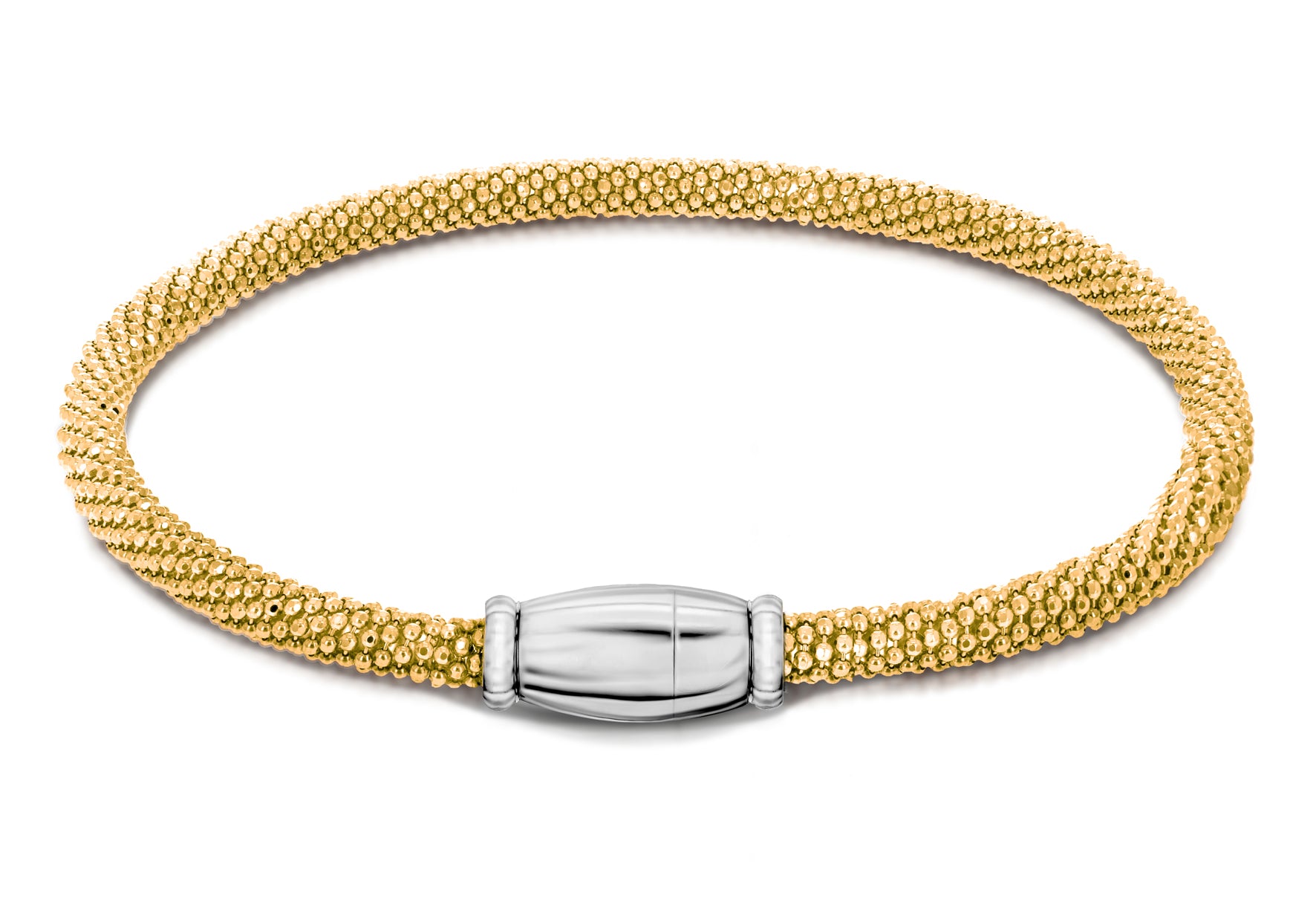 Sterling Silver Yellow Gold Plated Sparkle Magnetic Bracelet 19m/7.5"9