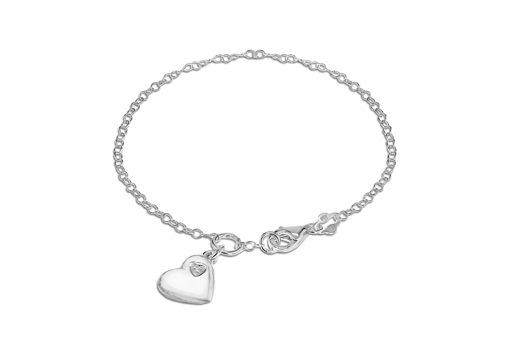 Sterling Silver Zirconia Stone Heart Bracelet