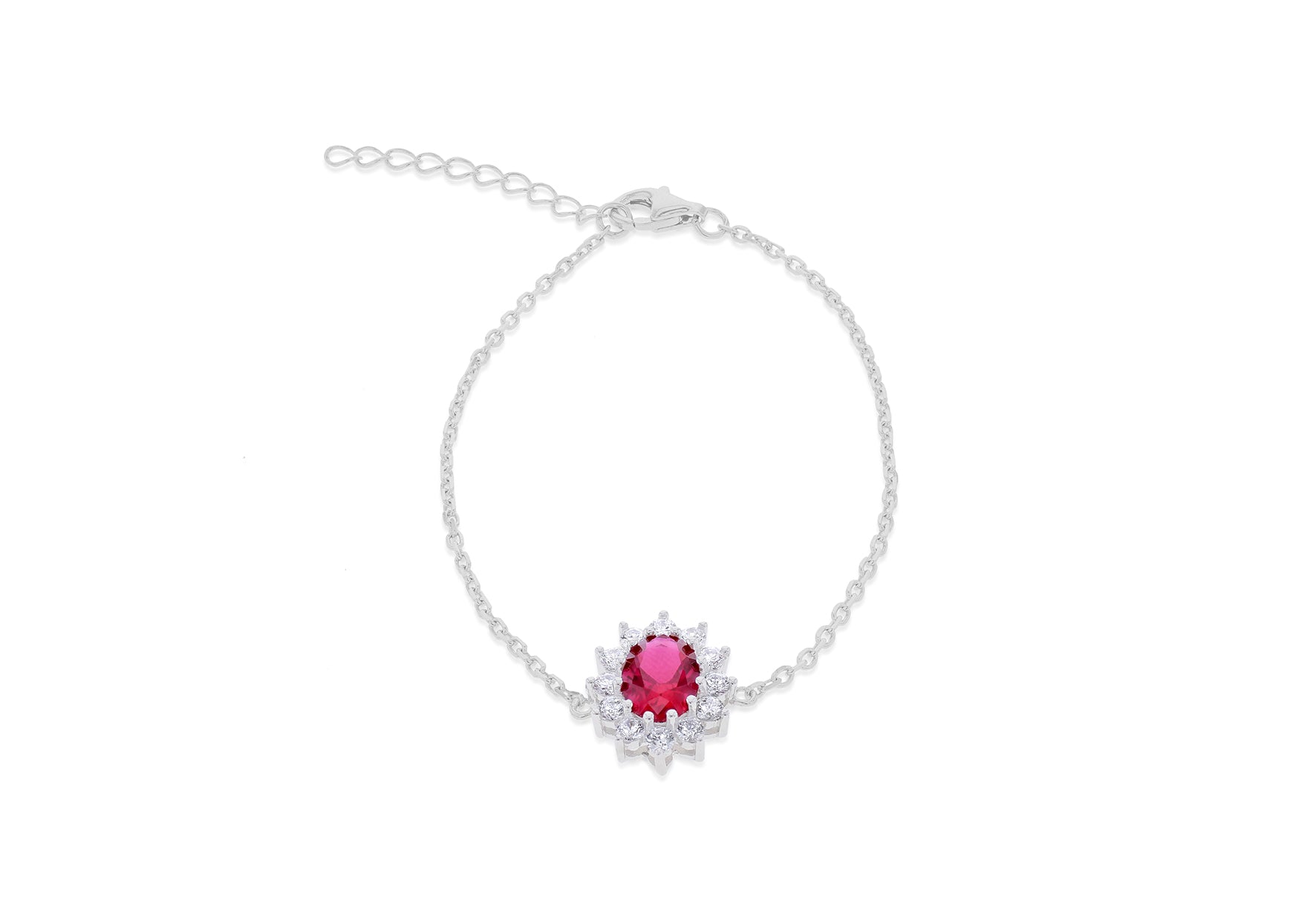 Sterling Silver Mystic Oval & White Zirconia Flower Bracelet